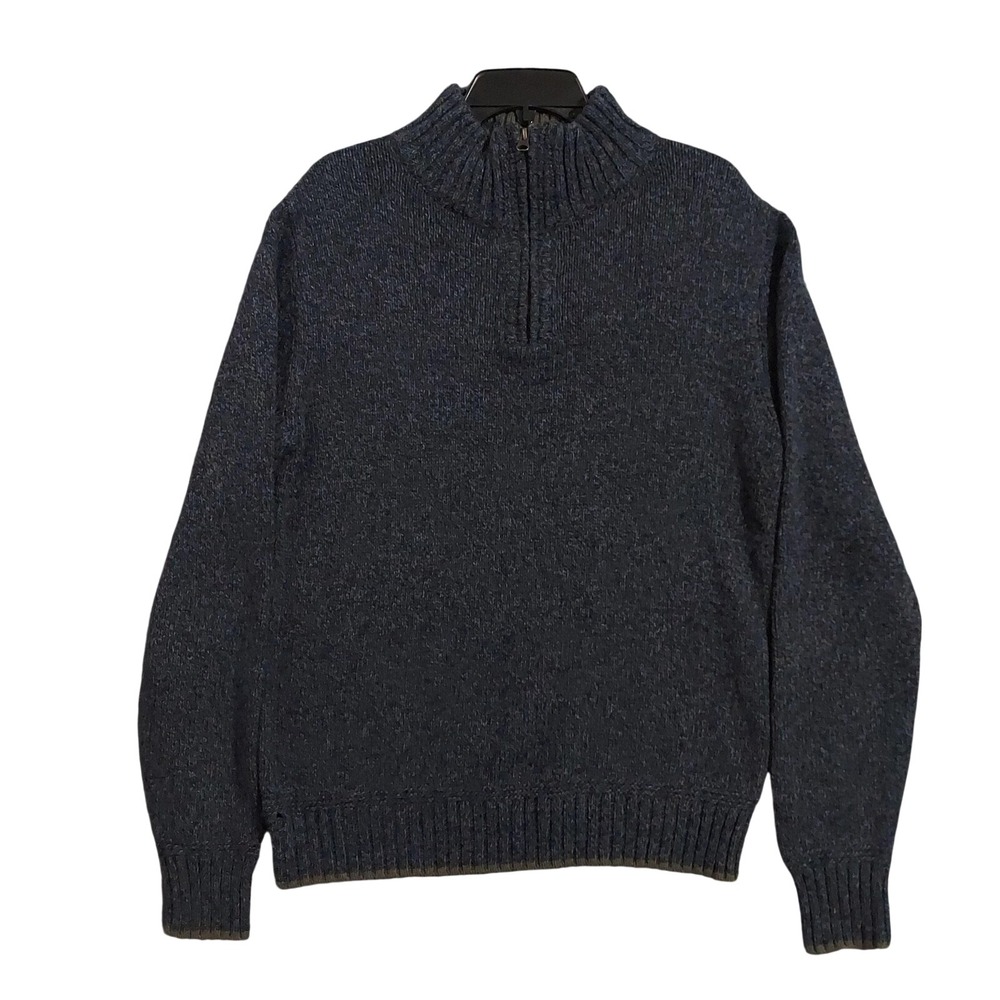 7 Diamonds Sweater Mens Medium Blue 1/4 Zip Mock Neck Knit Bryce Pullover